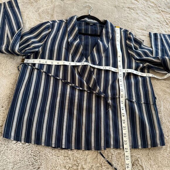 NWOT J.Crew Women Navy Striped Wrap Blazer Sz L Lightweight Career BohoChic $118 - Picture 11 of 14